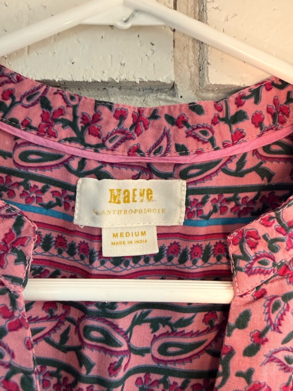 Anthropologie Maeve Sleeveless Pintuck Floral Blouse Pink Boho Top Women's - Picture 3 of 9